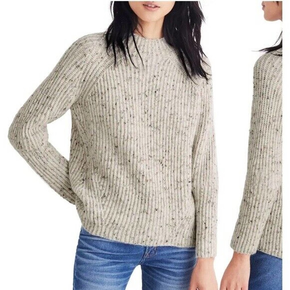 Madewell Donegal Northfield Mockneck Sweater Ivory Women's Size Small H13899 - Picture 1 of 11